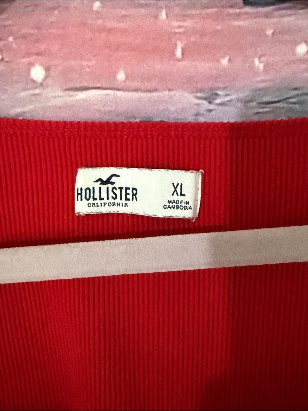 Red Ribbed Square-Neck Long Sleeve Top - Picture 3 of 4